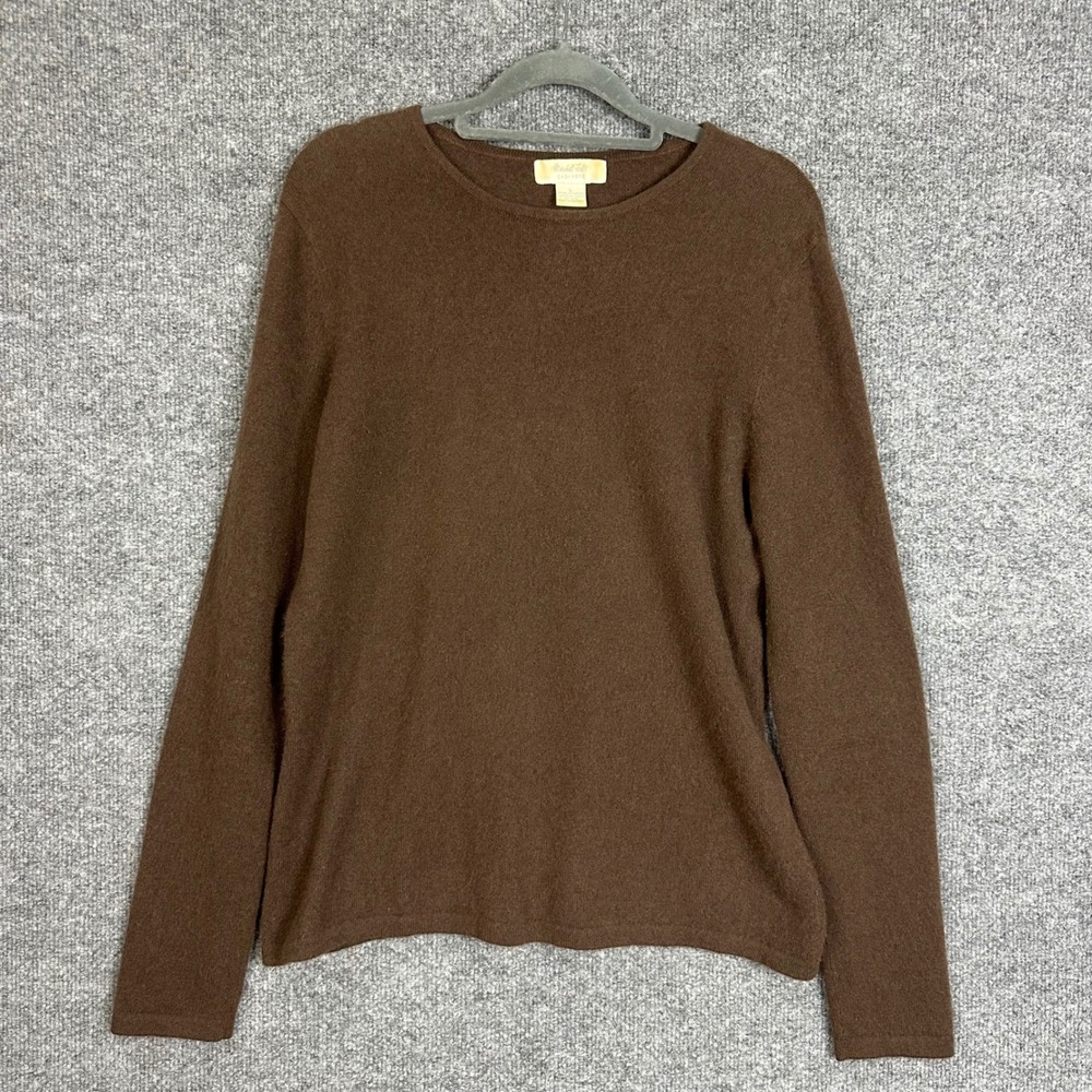 Marshall Fields Sweater Womens L Brown Good 100% Cashmere Crewneck Long Sleeve